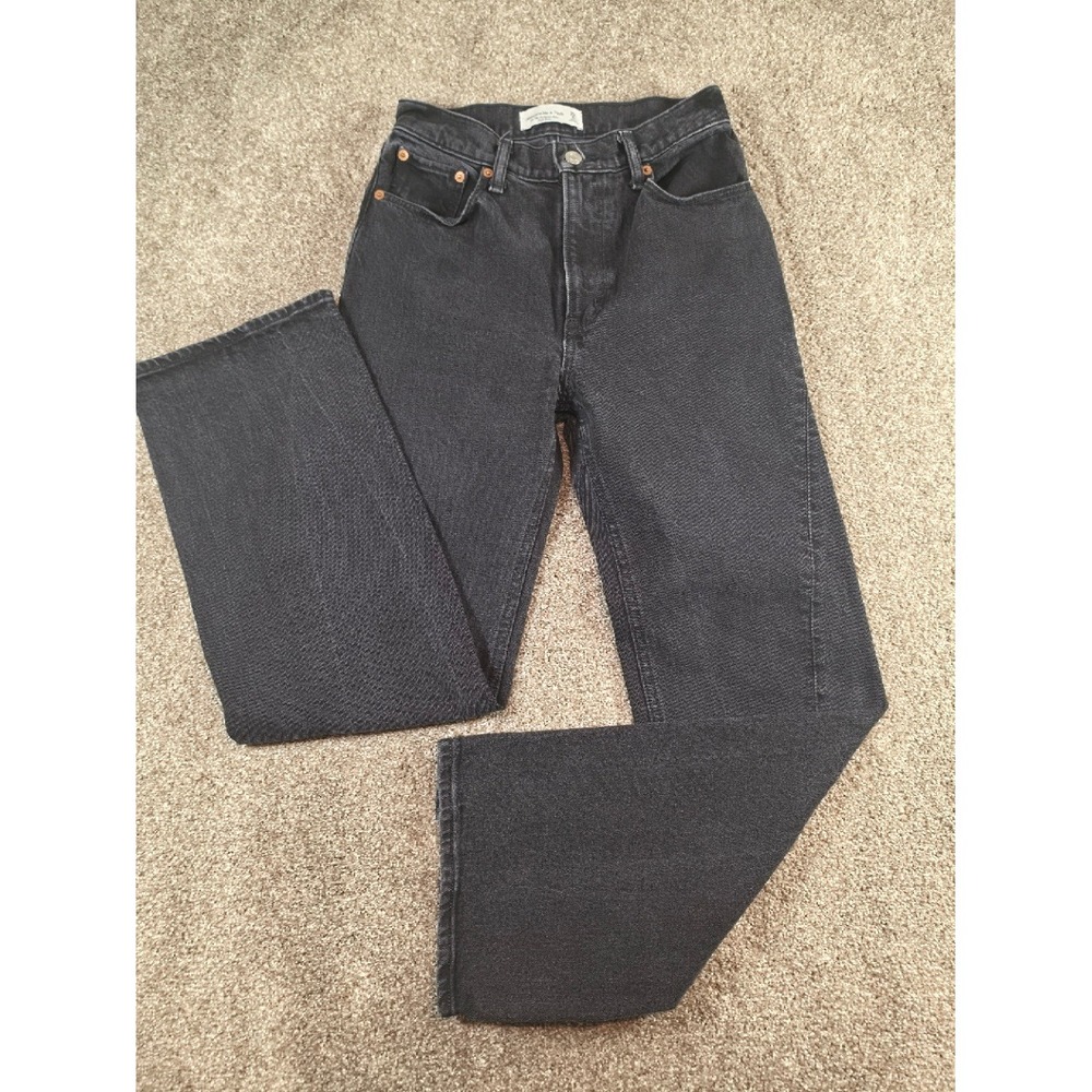 Abercrombie & Fitch The 90s Relaxed Jean High Rise Black Washed Denim 25 0S